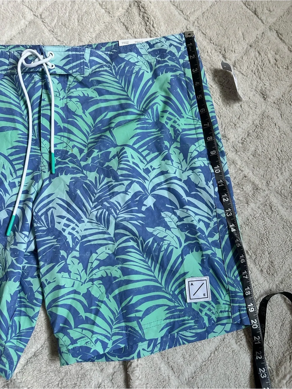 American Eagle | Blue and Green Palm Tree Print Boardshorts | Size Extra Large